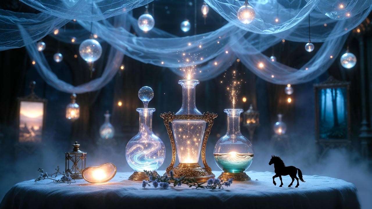 Harry Potter sleepy potion variants for lucid dreams, Auror naps, and creature calming in enchanted dream chamber.
