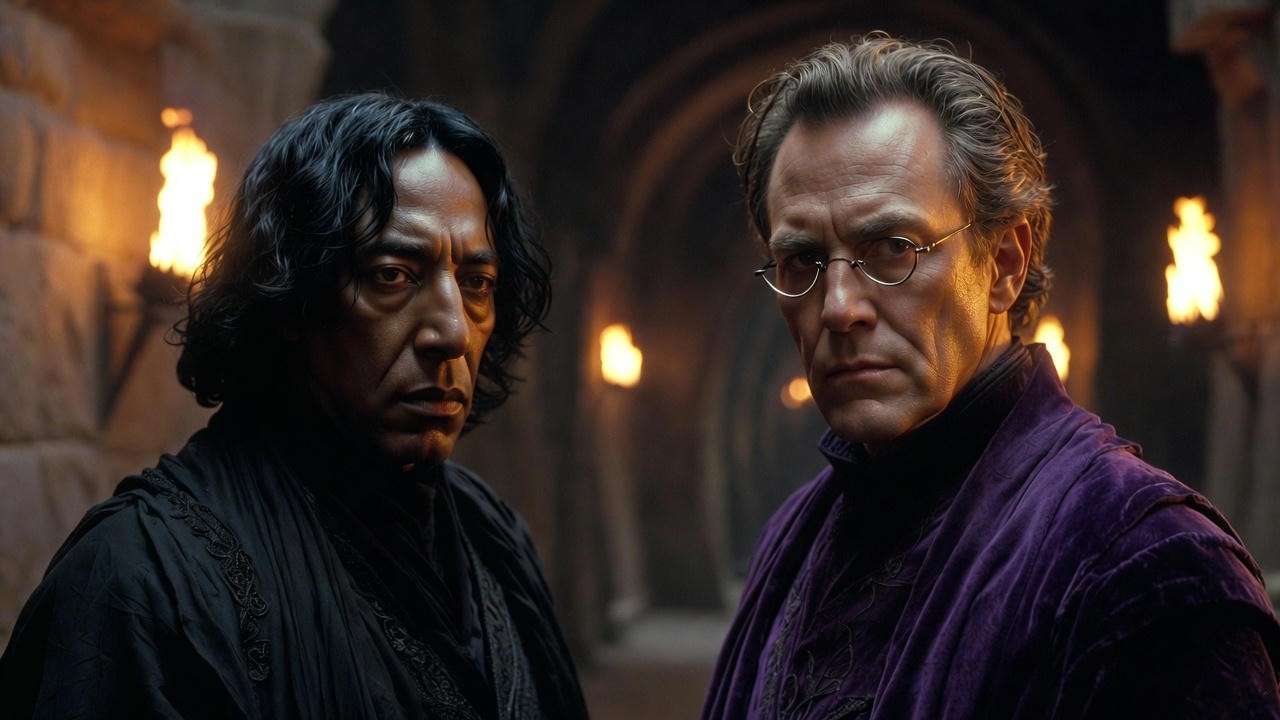 Paapa Essiedu as Severus Snape and John Lithgow as Albus Dumbledore in HBO Harry Potter Fathom series