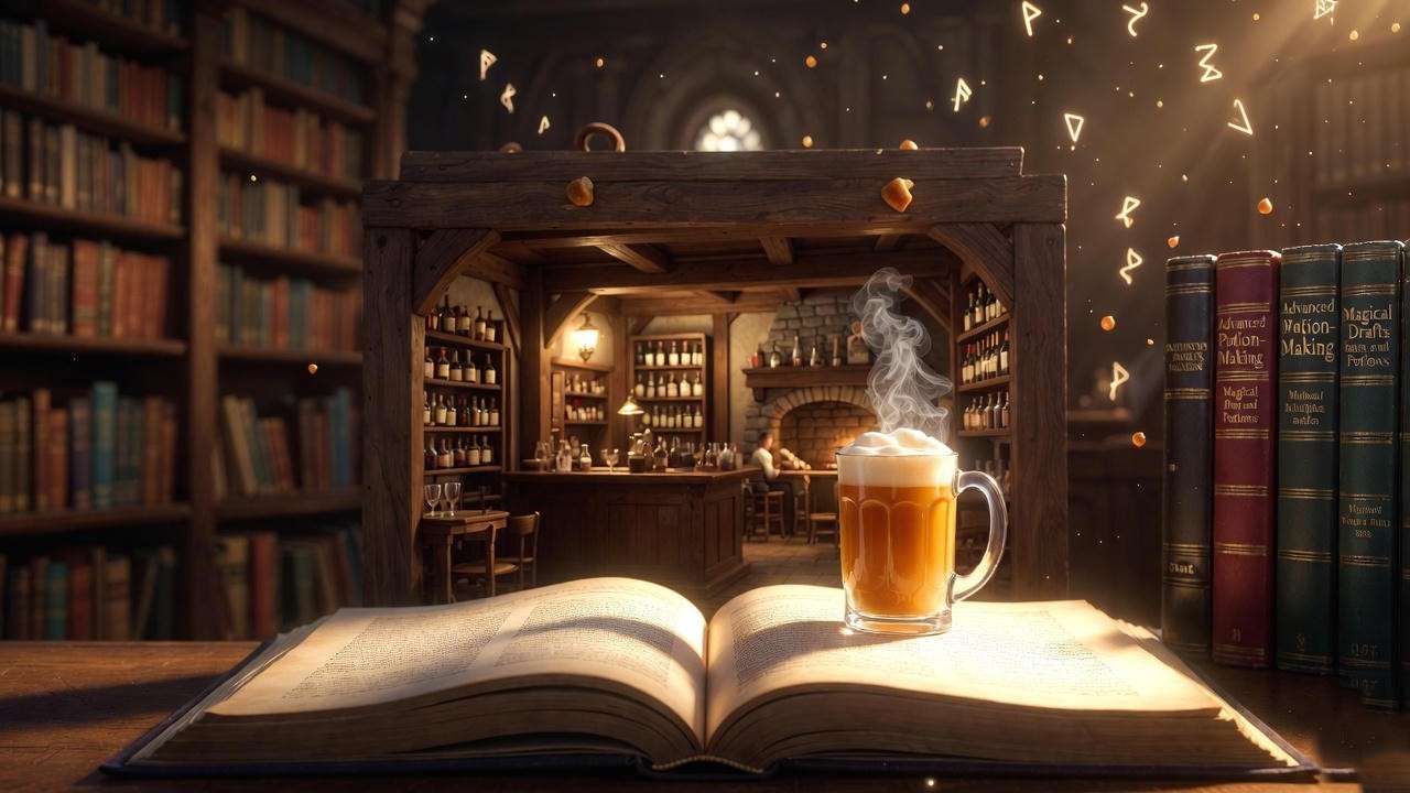 Historical depiction of Butterbeer in Orlando inspired by Harry Potter books at Universal's Wizarding World.