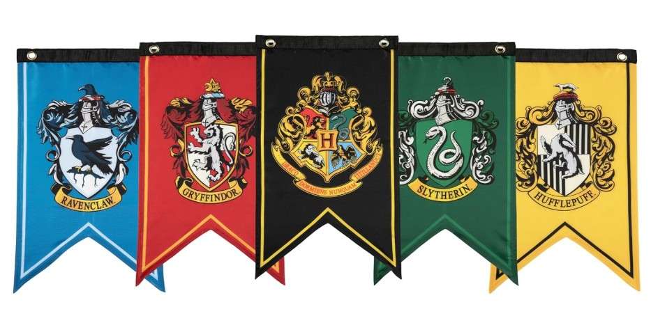 Conquest Journals Harry Potter Wizarding House Banner Flag Set, 12'' x 20'' Polyester Flags, Set of 5 Includes Hogwarts Crest, Gryffindor,... 