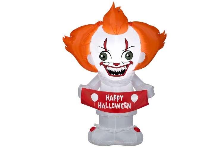 Gemmy Airblown Stylized Pennywise Warner Brothers, 4 ft Tall, Multicolored