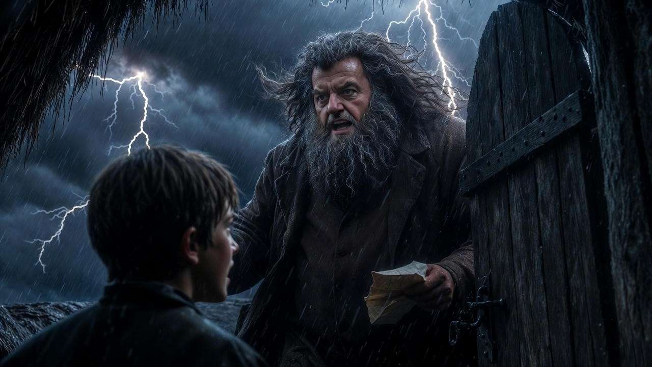 Hagrid delivering Harry’s Hogwarts letter – the ultimate threshold guardian moment
