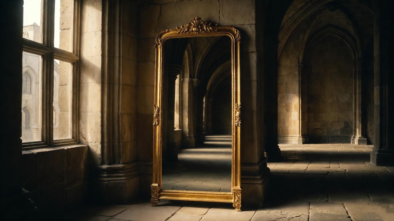 Empty Mirror of Erised symbolizing acceptance and living in the present