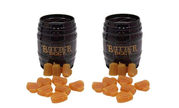 Harry Potter Inspired Butterbeer Chewy Candy in Barrel Tin, 2 Pack, Fun and Delicious Treat, 1.5 Ounce Tins