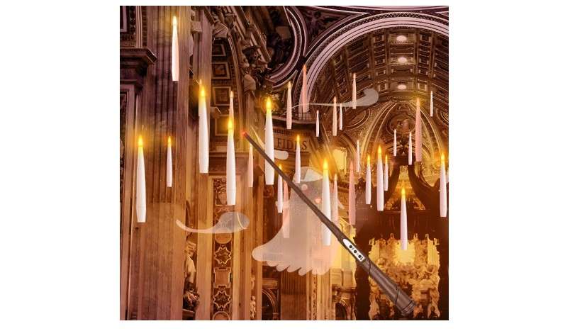 Christmas Decorations, 20 PCs Floating Candles with Wand Magic Hanging Candles, Flickering Warm Light Flameless Floating LED Candle with Wand Remote,... 