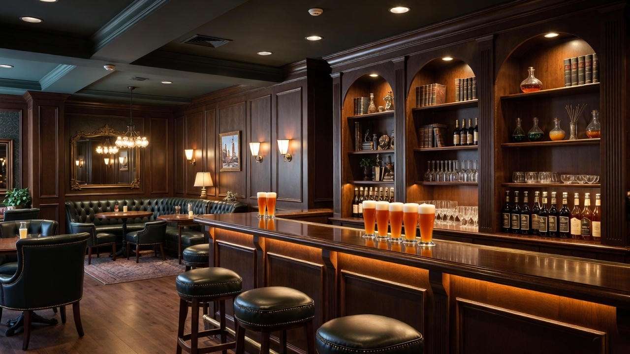 Speakeasy-inspired Butterbeer Bar interior, the largest in the US, at Harry Potter Store Chicago