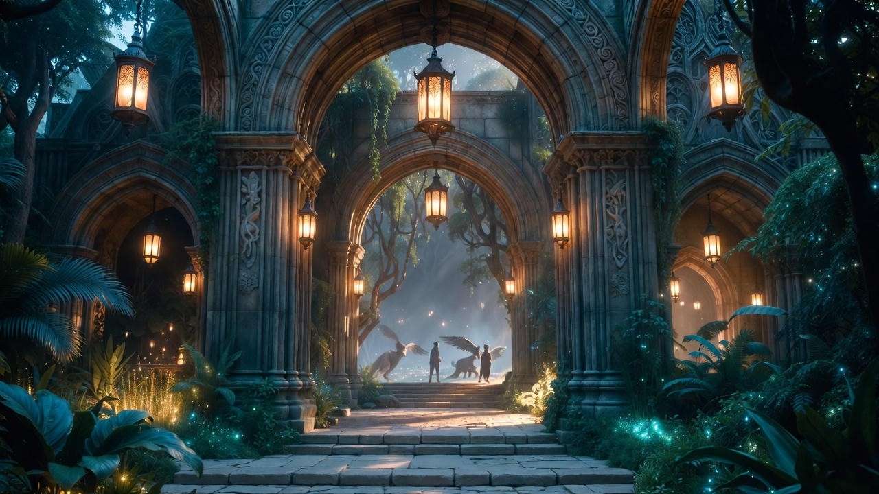 Entrance to a magical creatures reserve inspired by the Harry Potter world, representing the correct location for the clue.