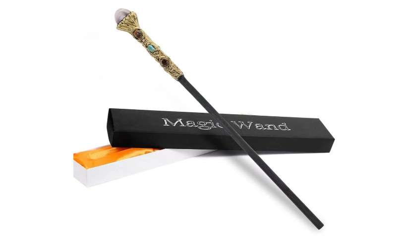 Bubbmi Witch Magic Wand with Crystal, Gemstone Wizard Halloween Christmas Cosplay Accessories Sorcerer Collection Witchcraft Props with Gift Box (Dark Purple 1) 