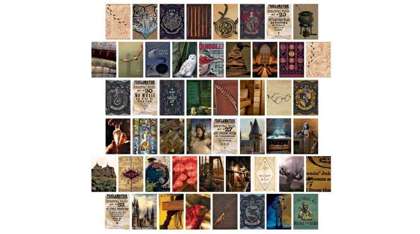 CON*QUEST Conquest Journals Harry Potter Hogwarts Wall Collage, Set of 50 Official Wizarding World Prints, 4"x6", Printed on Quality Card Stock,... 