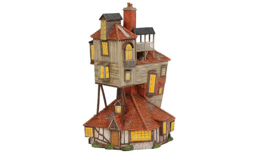 Department 56 Polyresin, Plastic, Stone Powder, Harry Potter Village The Burrow Lit Building, 9.06 Inch, Multicolor 