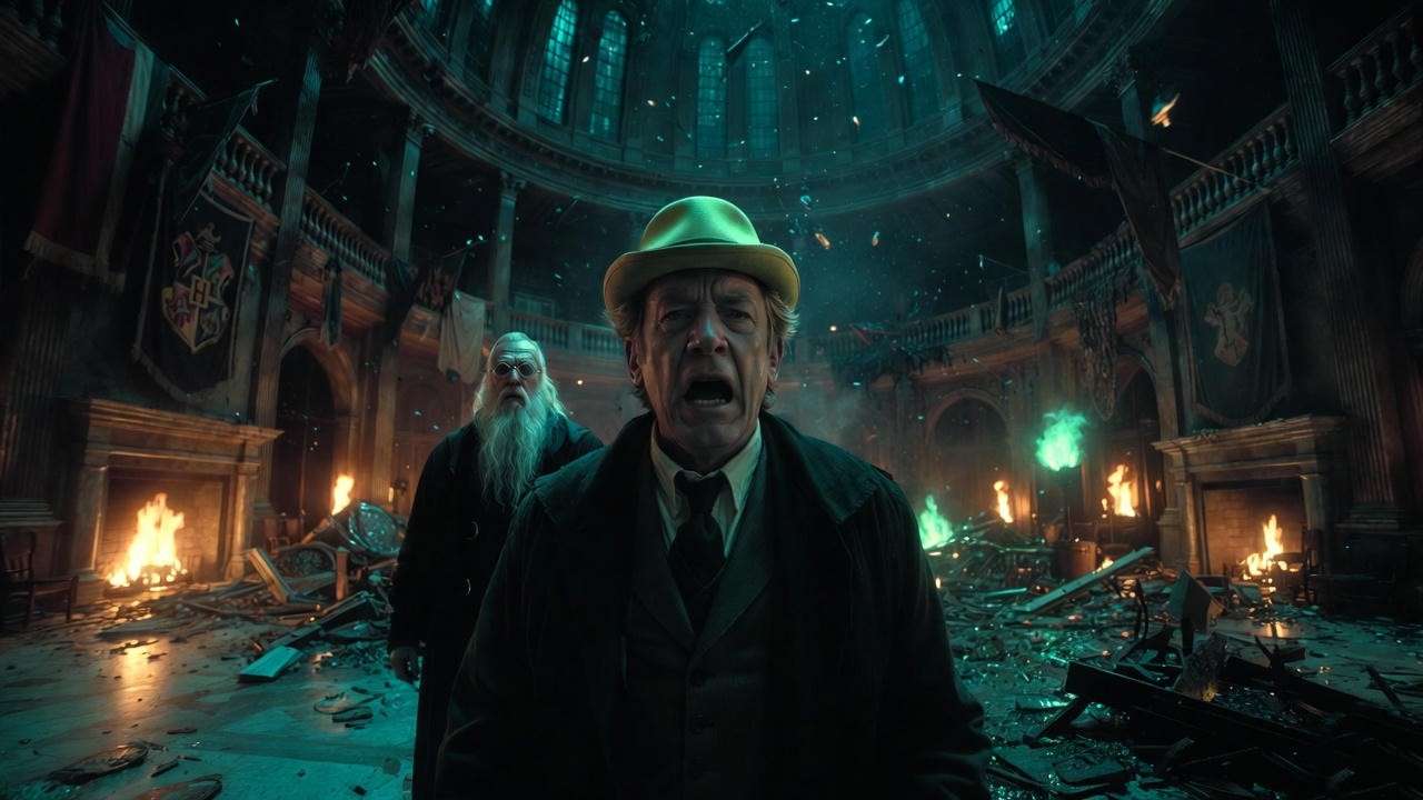Cornelius Fudge witnessing Voldemort's return in the Ministry Atrium, Order of the Phoenix
