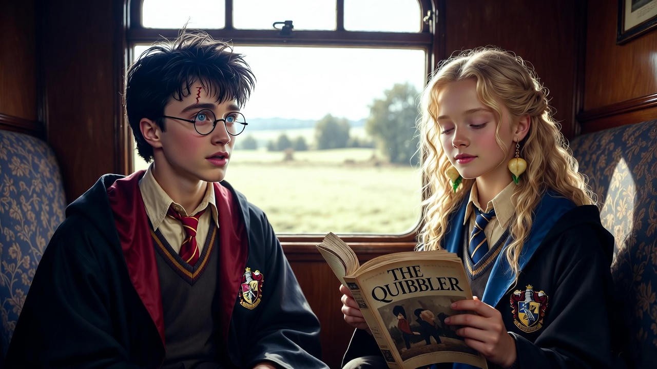 Harry and Luna meeting on the Hogwarts Express in Order of the Phoenix