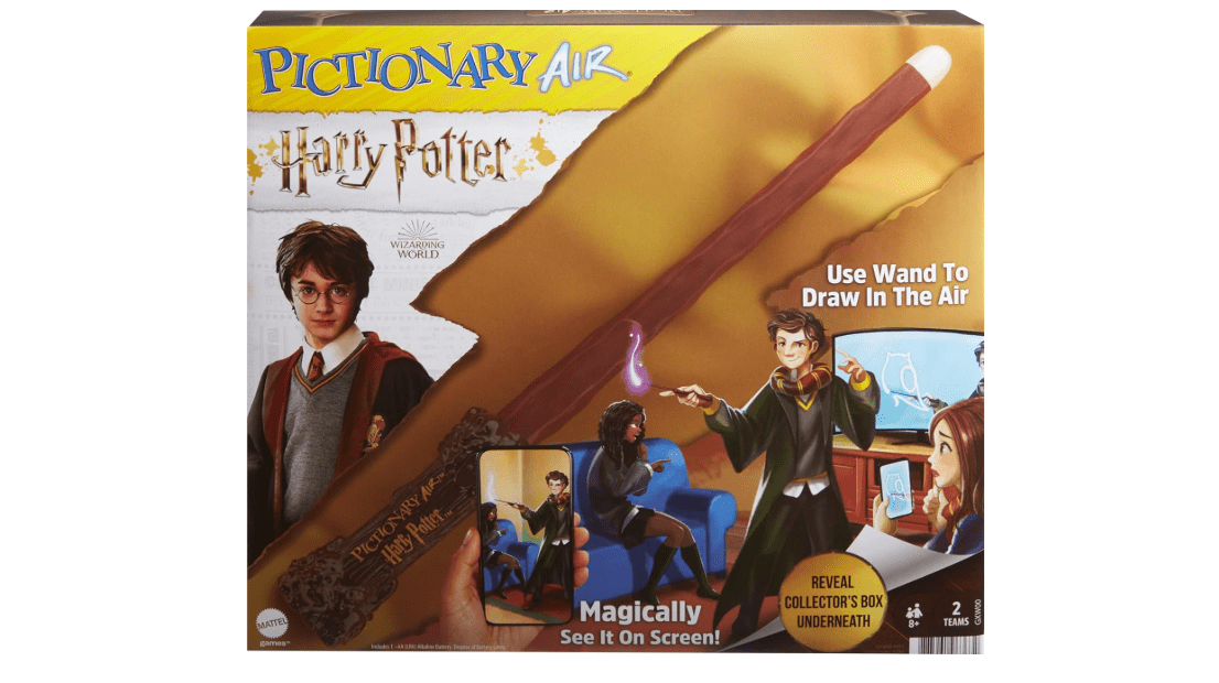 Mattel Games Pictionary Air Harry Potter Family Game for Kids & Adults with Light Wand & Themed Picture Clue Cards

