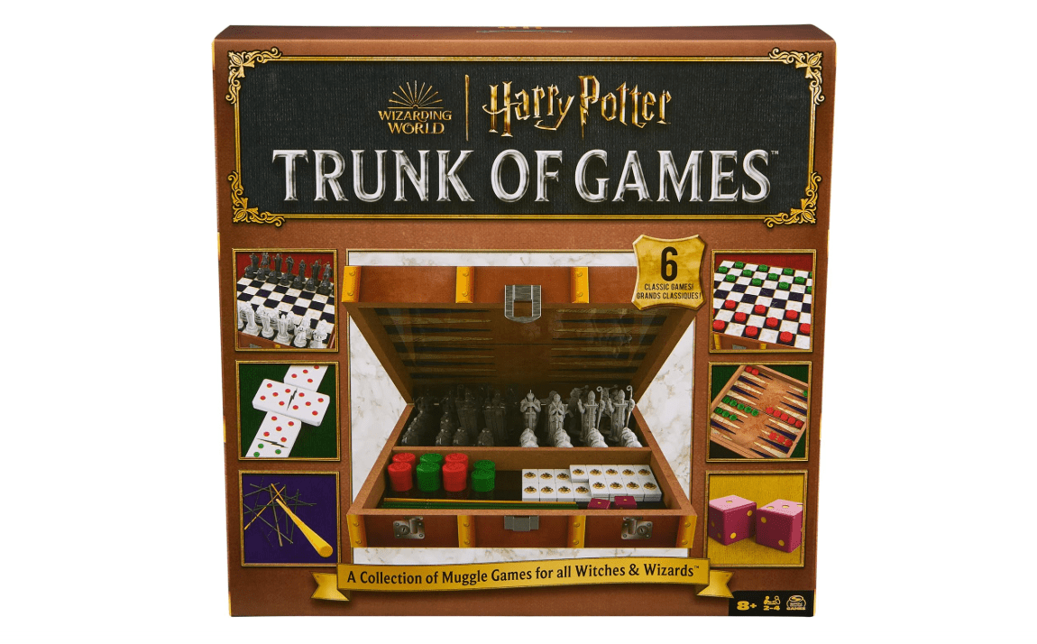 Spin Master Games, Wizarding World of Harry Potter Trunk of Games 6-in-1 Wooden Storage Box, for Muggle Fans of Harry Potter Movies, Chess Wizard, Pick-Up...
