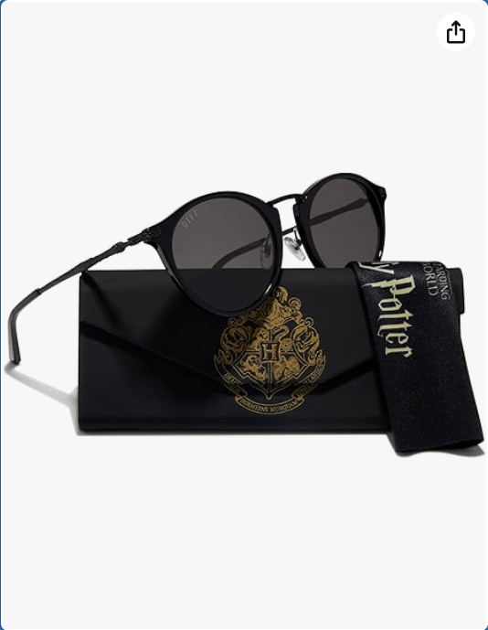 DIFF Harry Potter 2.0 - Gafas de sol redondas de diseñador para hombres y mujeres, protección UV400, color negro esmoquin + Yule Ball Grey, Negro tuxedo