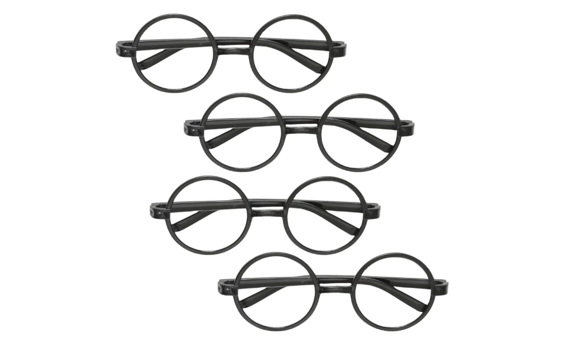 Authentic Harry Potter black glasses, 4-pack, magical cosplay and enchanting style, perfect for costume parties