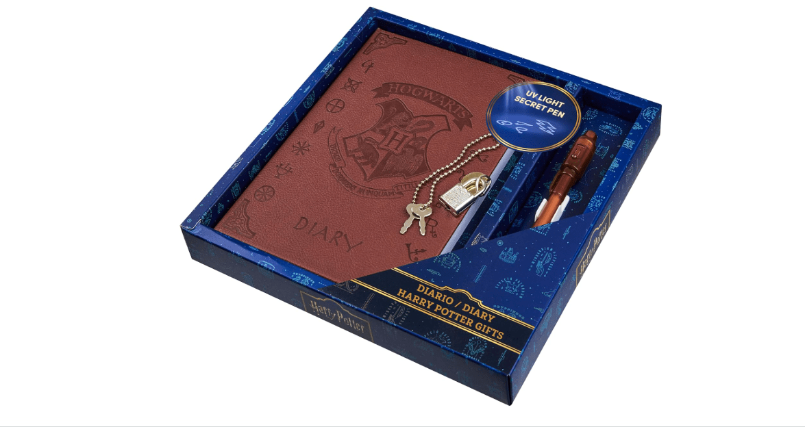 Harry Potter Lockable Diary with UV Invisible Ink Pen for Kids, Teens, Secret Journal with Key, Lined Pages, Stationery Supplies, Gifts for Kids (Brown UV Pen)