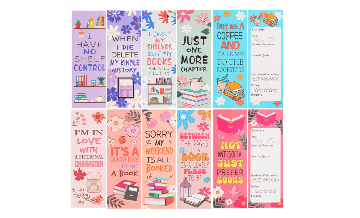 LiYiQ 100 Pcs Book Lovers Bookmarks Double-Sided Bookmark Page Markers Book Markers Set for Kids Reading Bookmarks Gift for Women