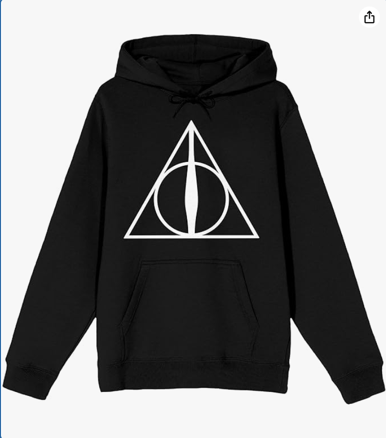 Bioworld Harry Potter Deathly Hallows Symbol Men's Black Graphic Hoodie