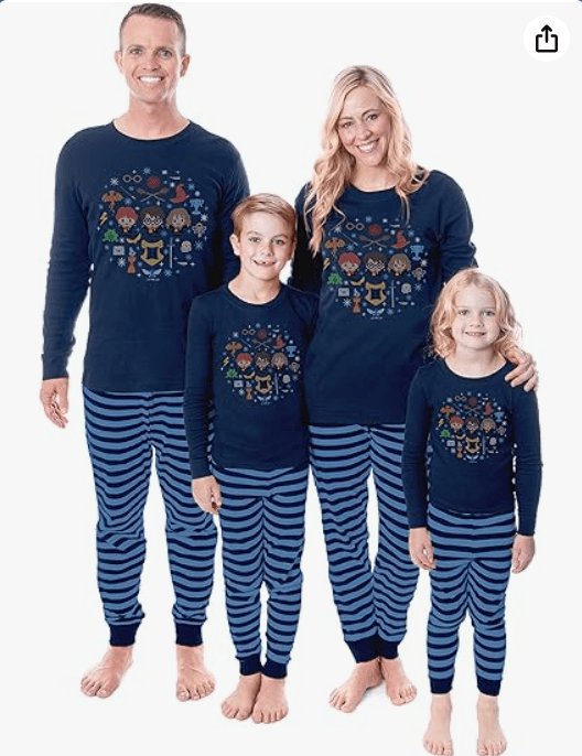 Harry Potter Golden Trio Icons Sweater Wizarding World Tight Fit Cotton Matching Family Pajama Set