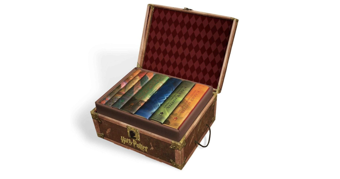 Harry Potter Books Set #1-7 in Collectible Trunk-Like Toy Chest Box, Decorative Stickers Included by Harry Potte
