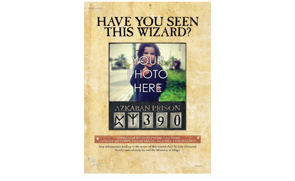 MIGHTYPRINT Harry Potter - Wanted Wizard - Azkaban Prison - Personalize with Name and Image - Durable 17” x 24" Wall Art – NOT Made of Paper –...
