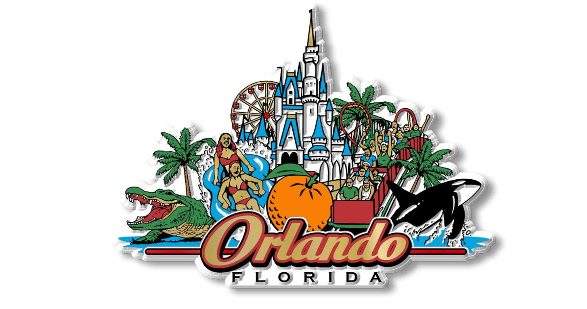 Orlando City Magnet by Classic Magnets, 3D Rubber Vintage-Style Collectible Souvenirs and Gifts Made in The USA, 4.4" x 3.4"

