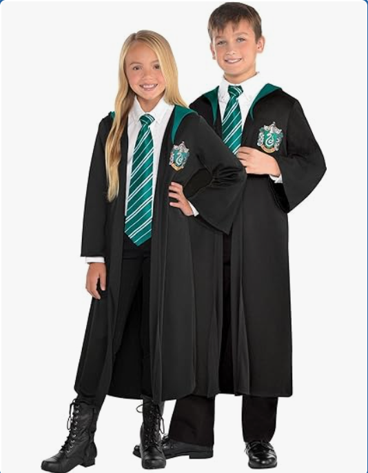 SUIT YOURSELF Slytherin Robe Halloween Costume Accessory for Kids, Harry Potter, Large/Extra Large, Includes Crest, Hood
