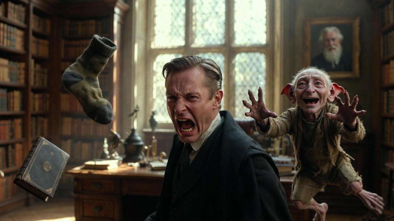 Lucius Malfoy unknowingly freeing Dobby with Harry’s sock in Dumbledore’s office
