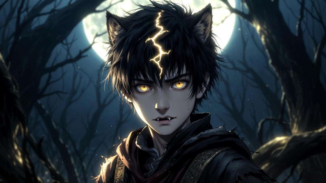 Harry Potter transforming into a werewolf under the full moon in fan theory illustration