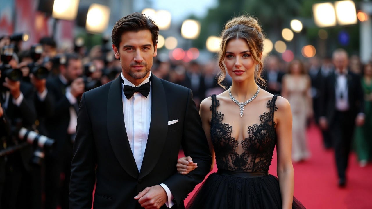 Tom Ackerley and Margot Robbie together at a Hollywood red carpet event