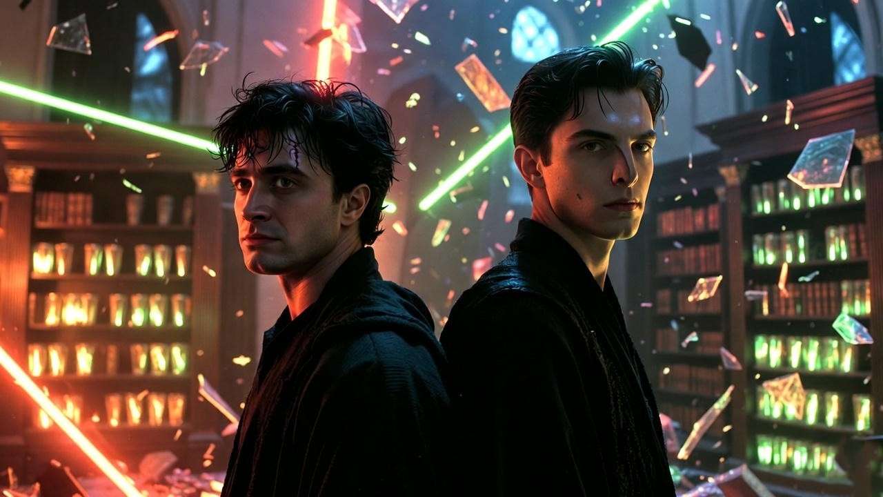 Dark Harry and young Tom Riddle fighting together in the Department of Mysteries
