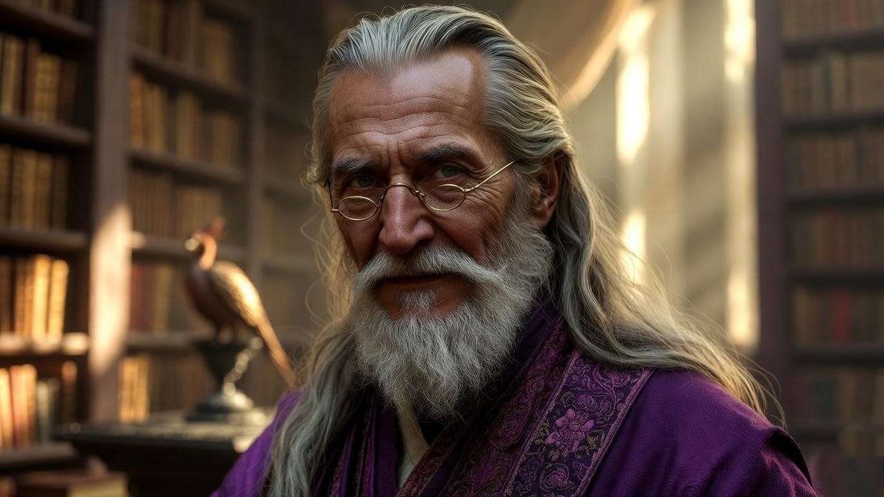 Richard Harris as Albus Dumbledore in his office from Harry Potter and the Chamber of Secrets.
