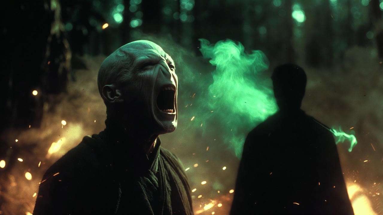 Voldemort’s Killing Curse rebounding in the Forbidden Forest, Deathly Hallows final battle

