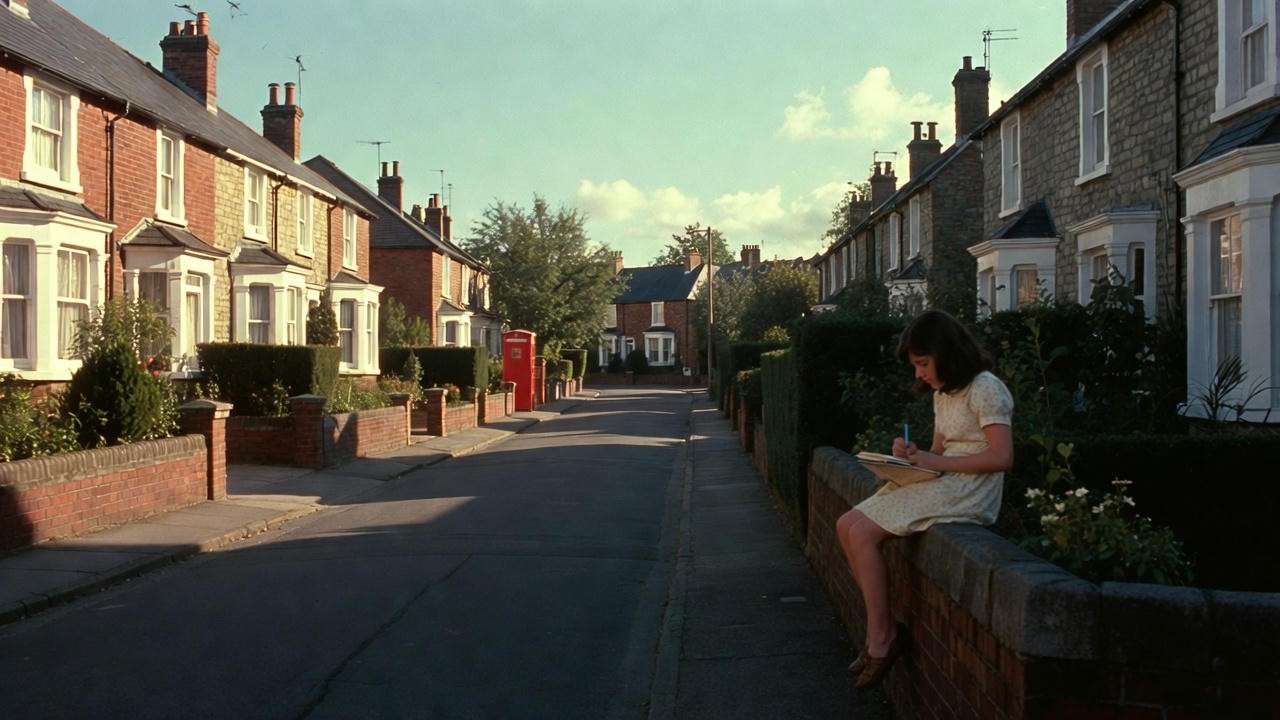 Young Joanne Rowling writing as a child in 1970s Britain – early years before Harry Potter
