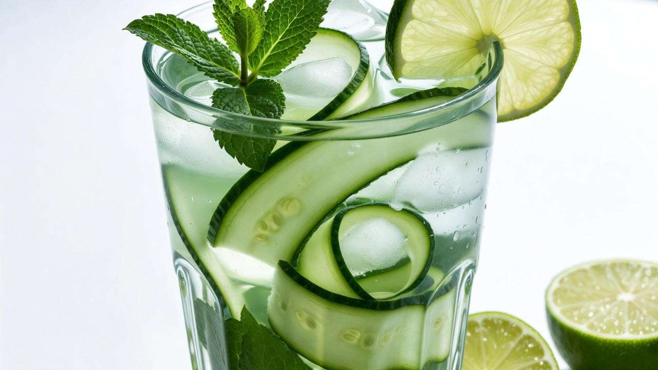 Healthy cucumber-mint-lime sparkling Gillywater mocktail