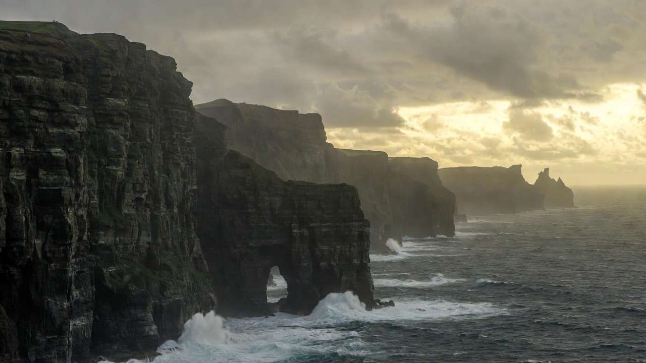 Cliffs of Moher dramatic sea cave entrance used in Harry Potter and the Half-Blood Prince Horcrux scene