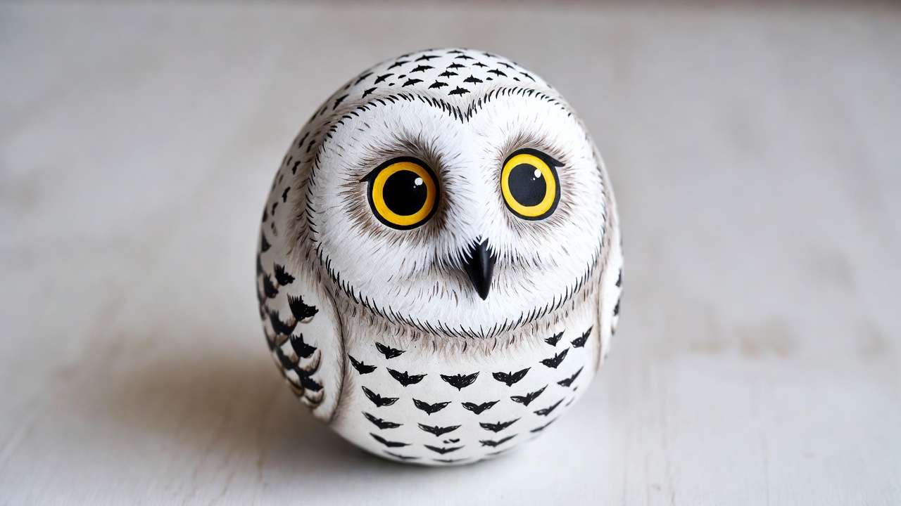 Handcrafted Hedwig owl rock or felt figure Harry Potter DIY craft