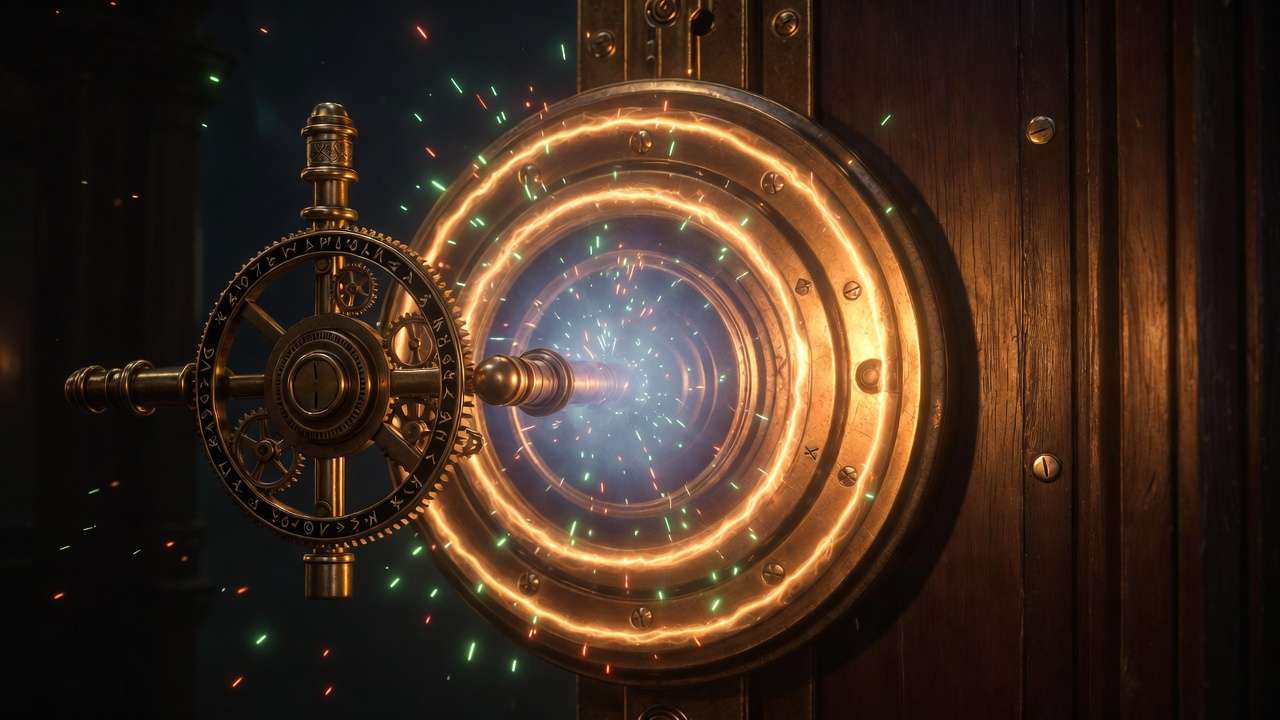 Close-up of Alohomora lockpicking mini-game rings and sparks in Hogwarts Legacy