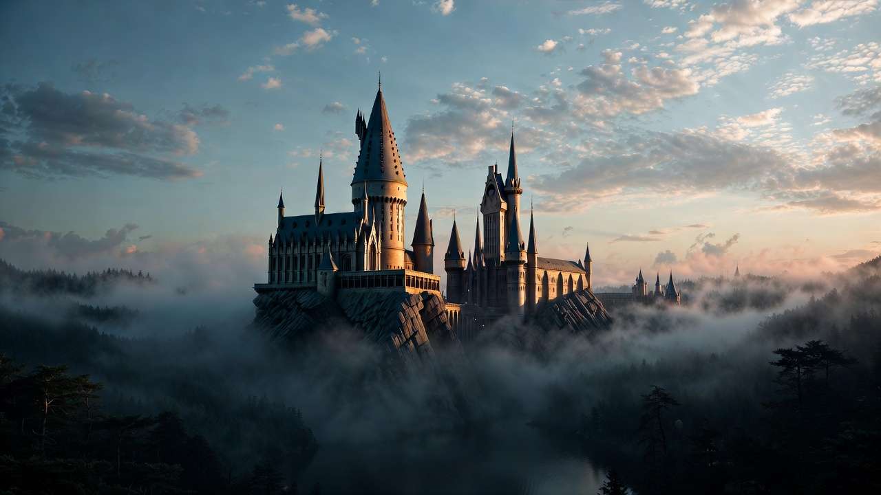 Hogwarts Castle at twilight – magical view representing hidden Harry Potter facts and secrets