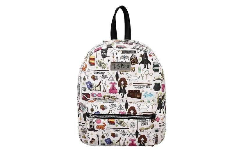 Bioworld Harry Potter Hogwarts Chibi Characters & Icons All Over Print White Mini Backpack 