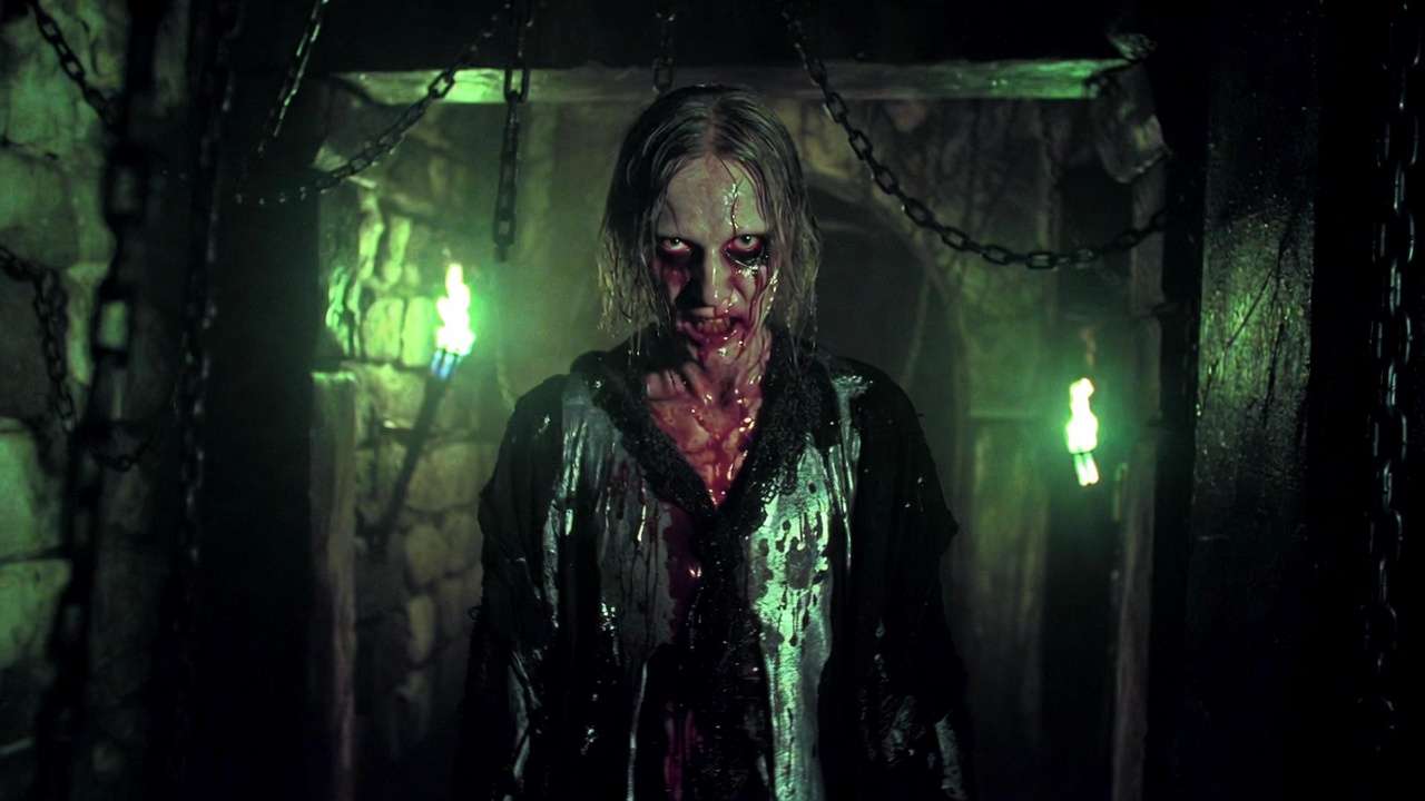 The Bloody Baron with silver bloodstains and chains in Hogwarts dungeons - Harry Potter ghosts