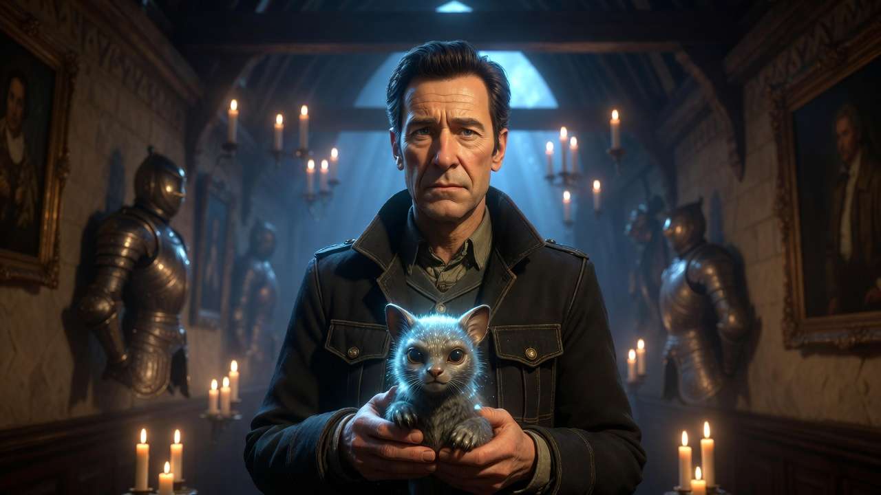 Gladwin Moon holding a Demiguise Moon for Alohomora upgrade in Hogwarts Legacy