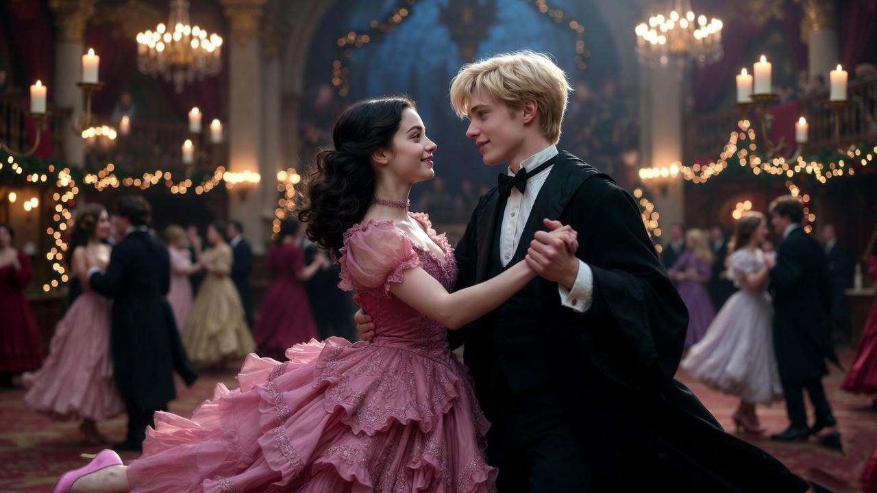 Pansy Parkinson as Draco Malfoy's date at the Yule Ball in Harry Potter and the Goblet of Fire.