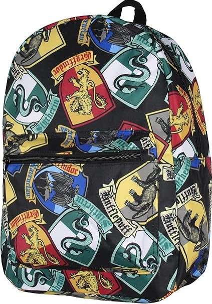 Harry Potter Backpack Hogwarts Houses Crest All Over Print Laptop Travel Backpack 