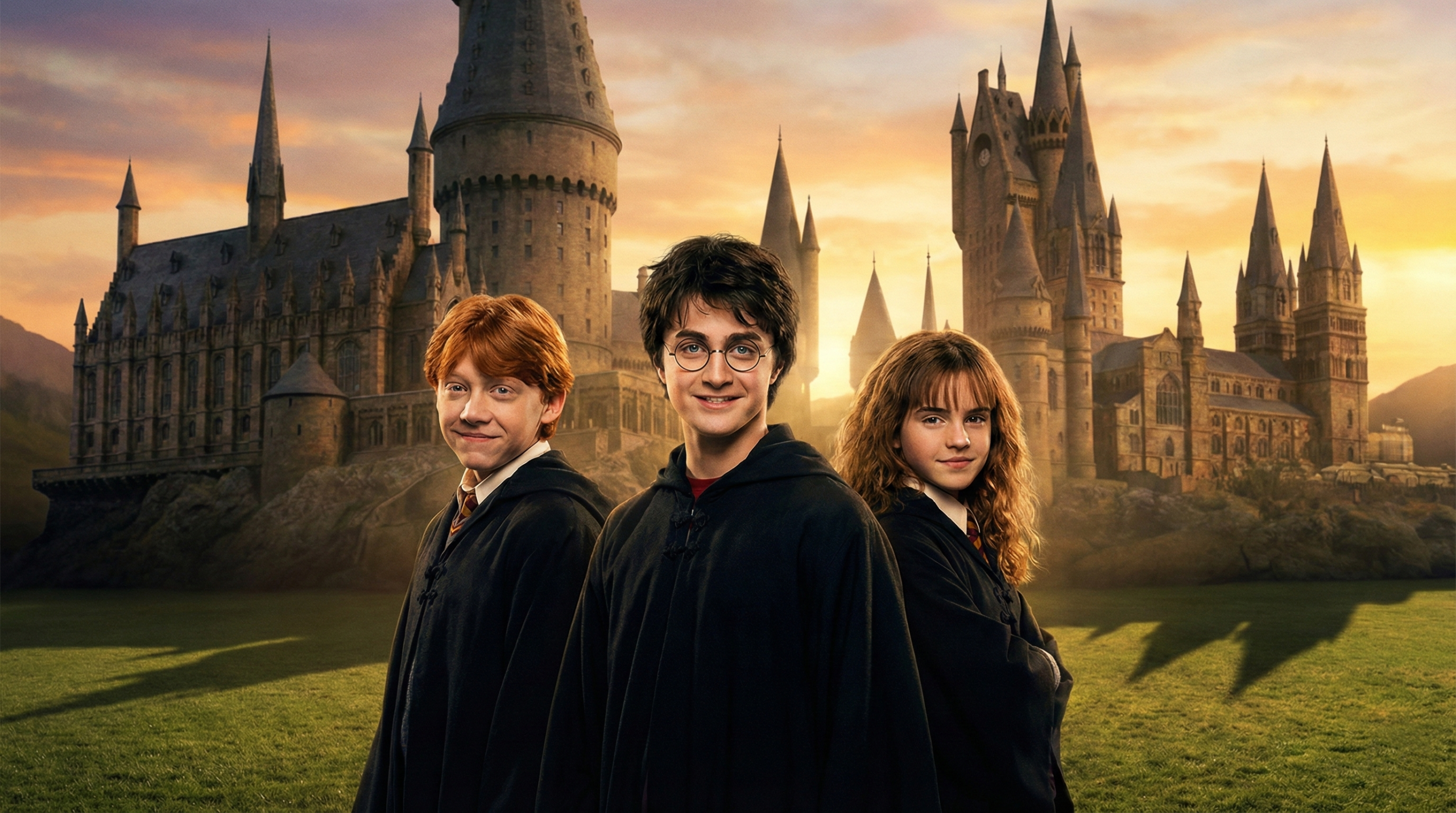 The Golden Trio – Harry, Ron, and Hermione standing together as unbreakable friends