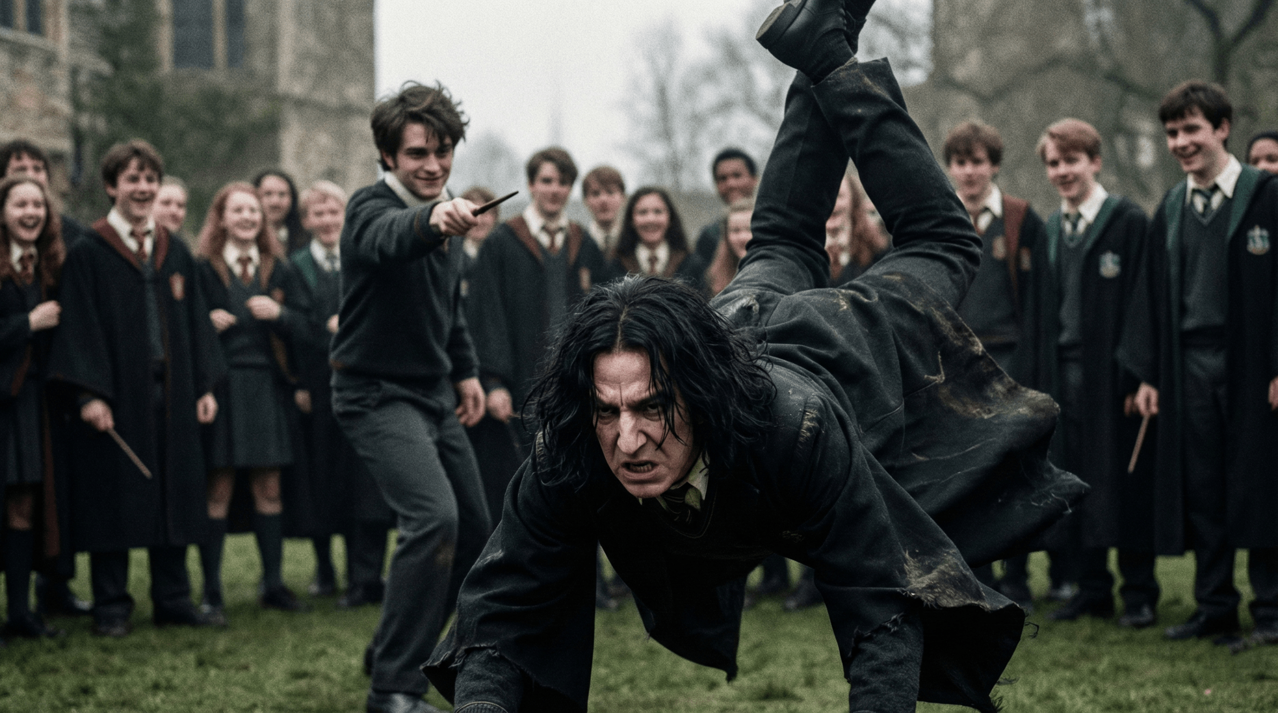 Young Severus Snape self-teaching advanced magic and potions alone in his dim room at Spinner's End