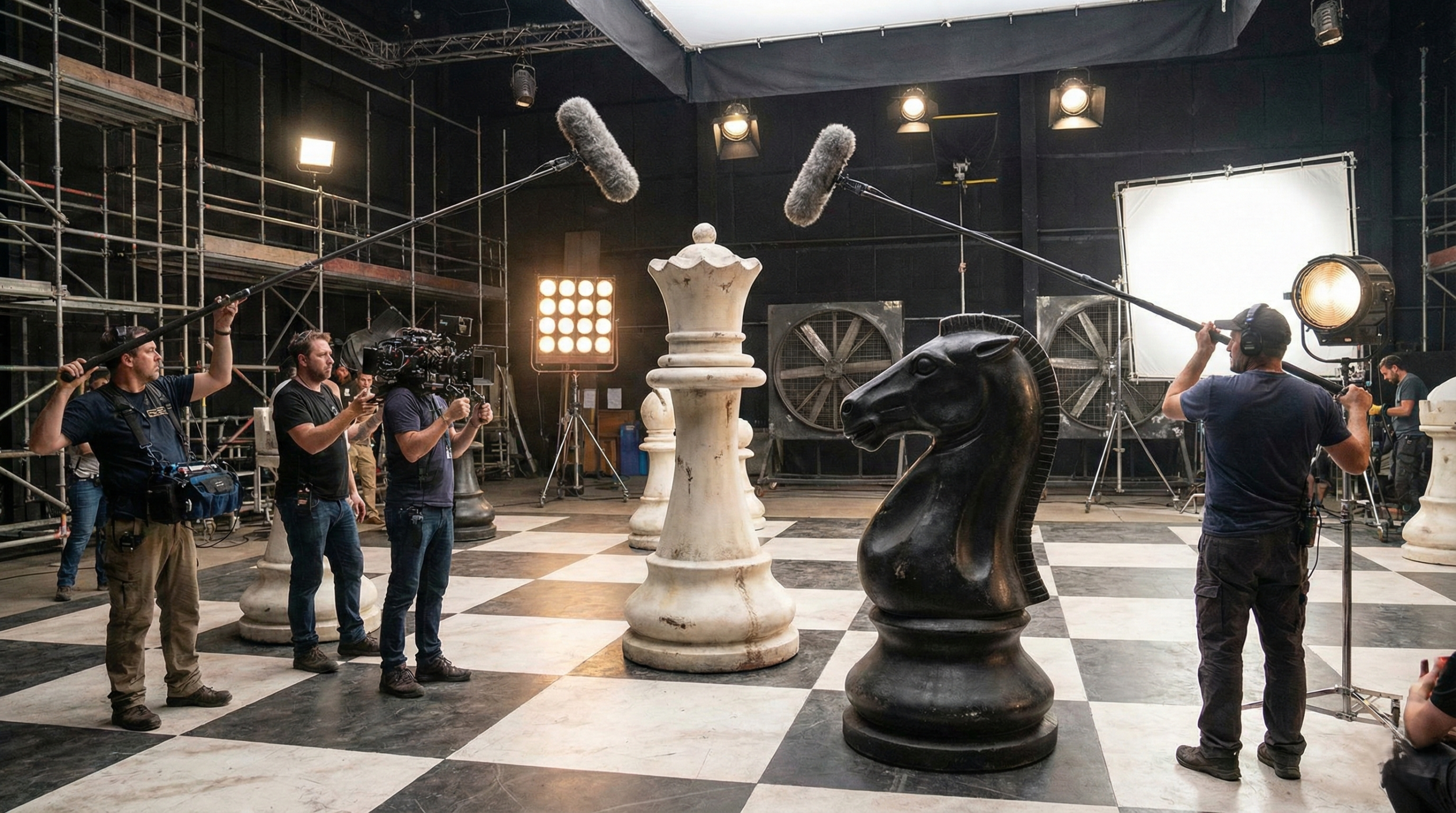 Behind the scenes filming of the giant chess set in Harry Potter and the Sorcerer's Stone movie
