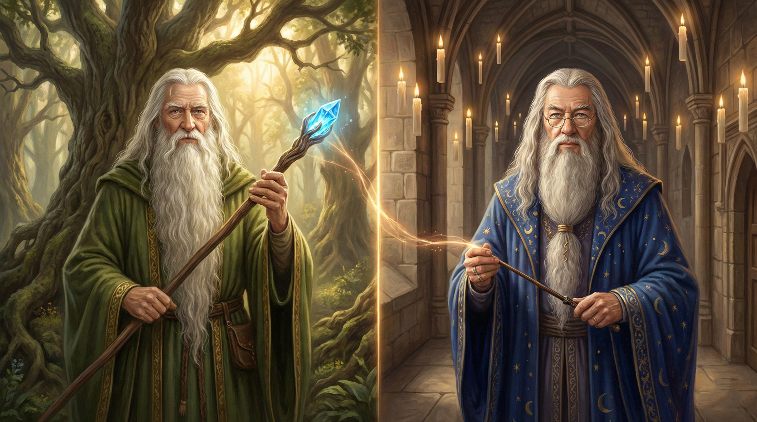 Symbolic connection between Merlin and Albus Dumbledore in Harry Potter lore