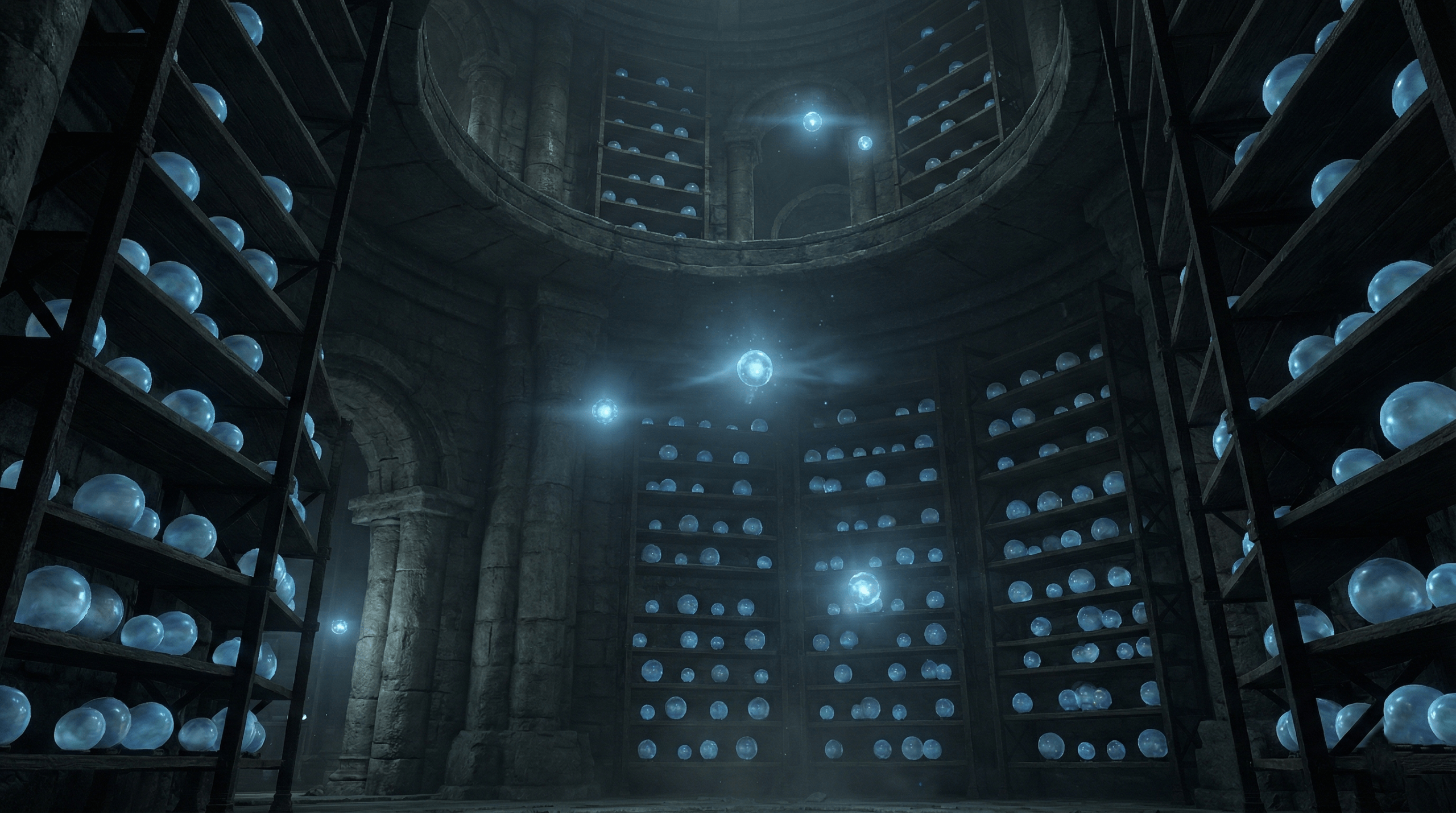 Department of Mysteries prophecy room representing the climactic battle in Harry Potter and the Order of the Phoenix